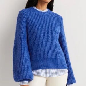 Boden Ribbed Chunky Sweater - Bell Sleeve XL - Cobalt Blue Soft Sweater